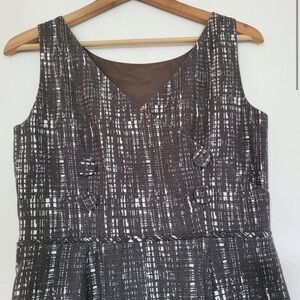 JCREW sleeveless contessa sheath tweed dress button pockets  workwear grey white